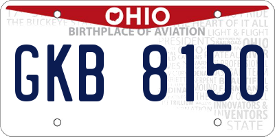 OH license plate GKB8150