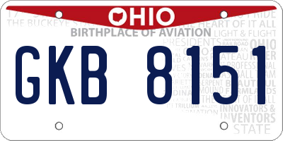 OH license plate GKB8151