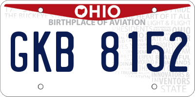 OH license plate GKB8152