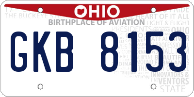 OH license plate GKB8153