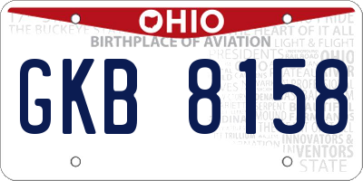 OH license plate GKB8158