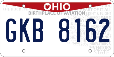 OH license plate GKB8162