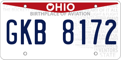 OH license plate GKB8172