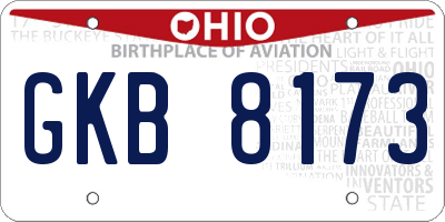 OH license plate GKB8173
