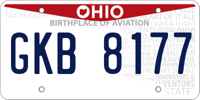 OH license plate GKB8177