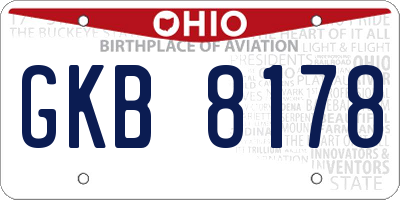 OH license plate GKB8178
