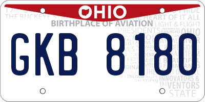 OH license plate GKB8180