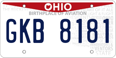 OH license plate GKB8181