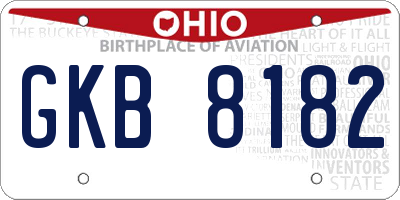 OH license plate GKB8182