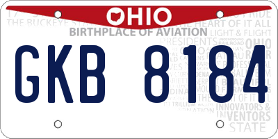 OH license plate GKB8184