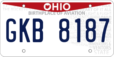 OH license plate GKB8187