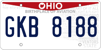 OH license plate GKB8188