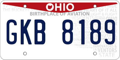 OH license plate GKB8189