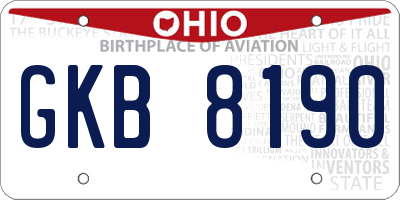OH license plate GKB8190