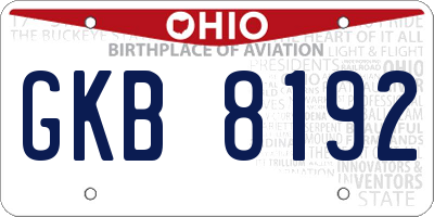 OH license plate GKB8192