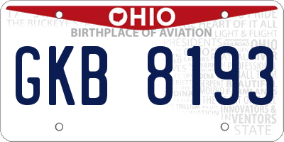 OH license plate GKB8193