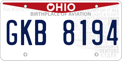 OH license plate GKB8194