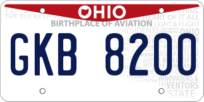 OH license plate GKB8200