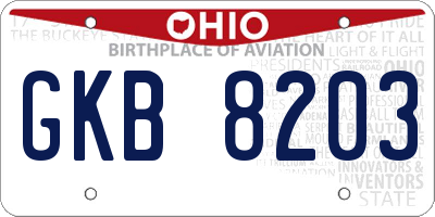 OH license plate GKB8203