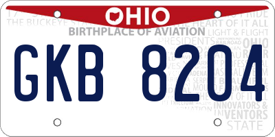 OH license plate GKB8204