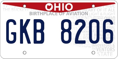 OH license plate GKB8206