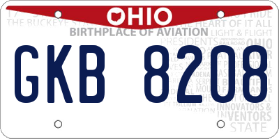 OH license plate GKB8208
