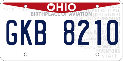 OH license plate GKB8210