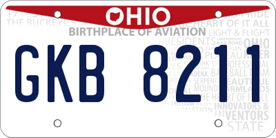 OH license plate GKB8211
