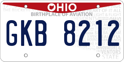 OH license plate GKB8212
