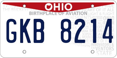 OH license plate GKB8214
