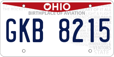 OH license plate GKB8215