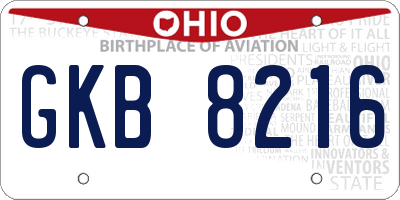 OH license plate GKB8216