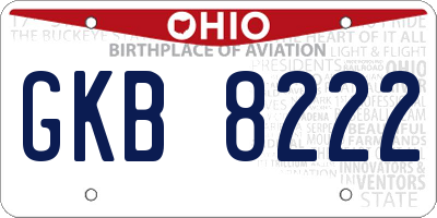 OH license plate GKB8222