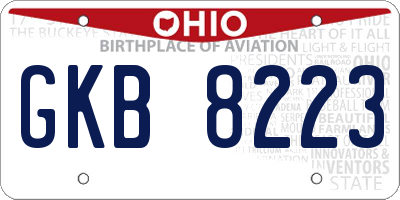 OH license plate GKB8223