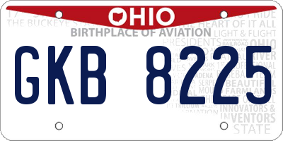 OH license plate GKB8225