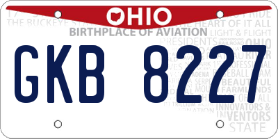 OH license plate GKB8227