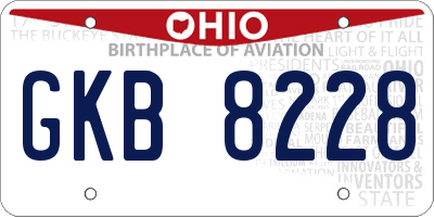 OH license plate GKB8228