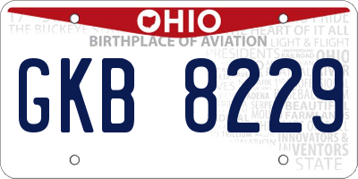 OH license plate GKB8229