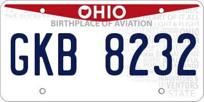 OH license plate GKB8232