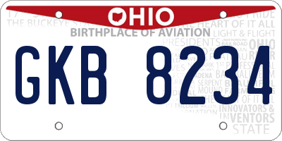 OH license plate GKB8234