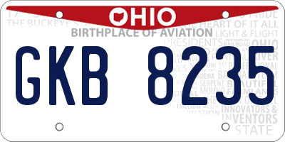 OH license plate GKB8235
