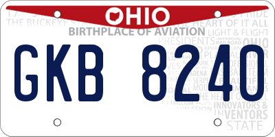 OH license plate GKB8240