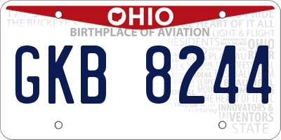 OH license plate GKB8244