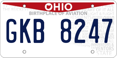 OH license plate GKB8247