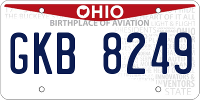 OH license plate GKB8249
