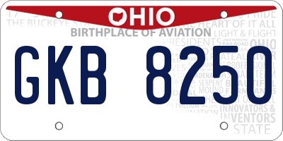 OH license plate GKB8250