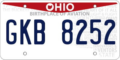 OH license plate GKB8252