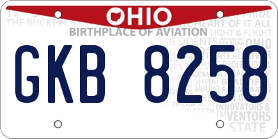 OH license plate GKB8258