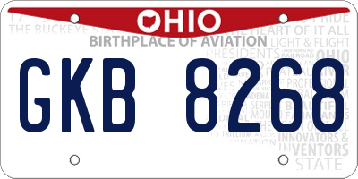 OH license plate GKB8268