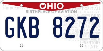 OH license plate GKB8272